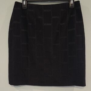 Casual Corner Black Patchwork Mini Pencil Skirt Petite Size 10 Fully Lined